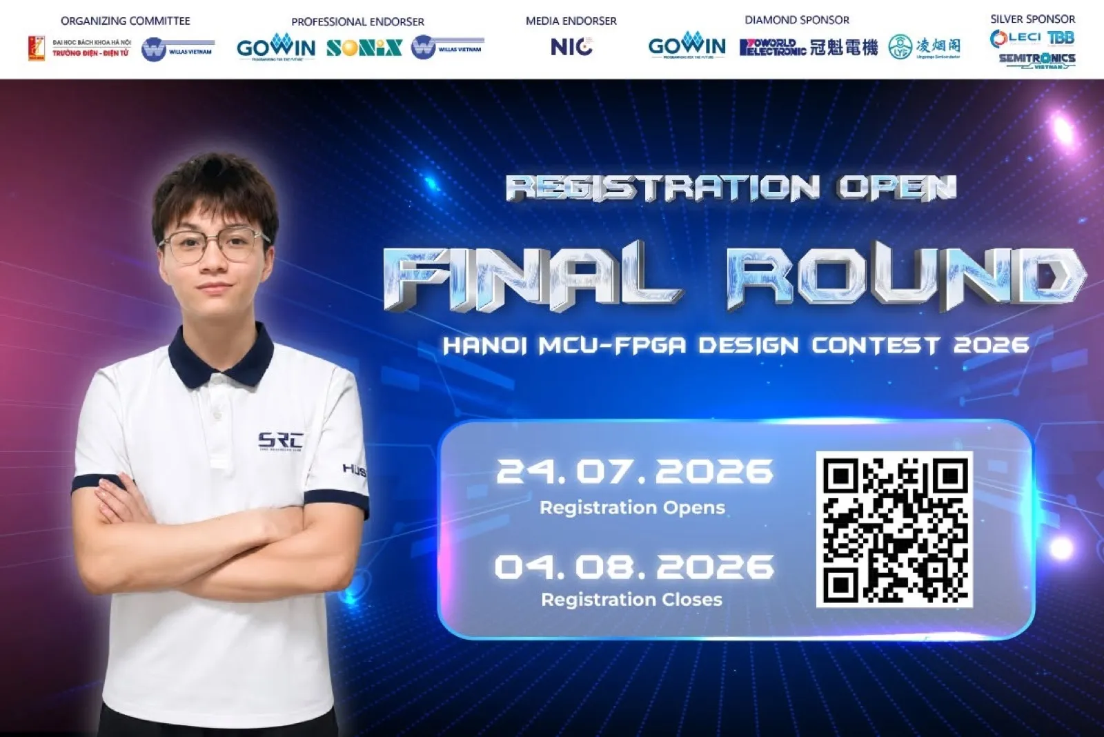 Poster mở đăng ký tham dự Vòng Chung kết Cuộc thi Thiết kế MCU - FPGA Hà Nội 2026